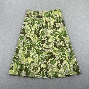 Y2K Paisley Fairy Grunge Midi Skirt Size S Green Boho Hippie Pull-On VTG Cottage
